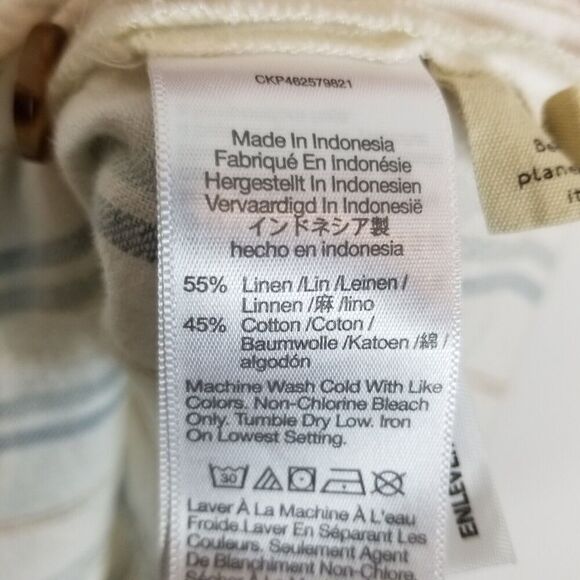 Madewell Women Linen-Cotton Princess-Seamed Midi Dress Sz M Stripe Boho Vacation - Picture 8 of 8